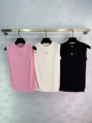 Vertical striped knit vest