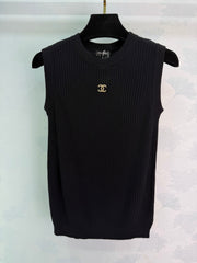 Vertical striped knit vest