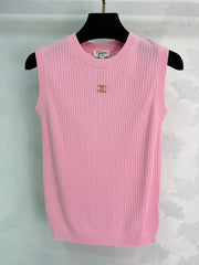 Vertical striped knit vest