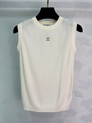 Vertical striped knit vest