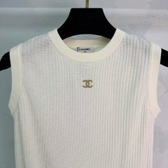 Vertical striped knit vest