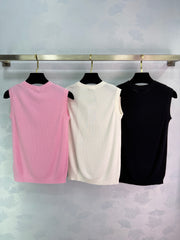 Vertical striped knit vest