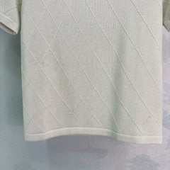 Diamond Pattern Knit Short-Sleeve T-Shirt