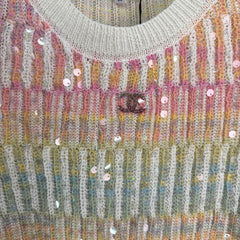 Sequined Knit Short-Sleeve T-Shirt