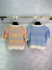 Sequined Knit Short-Sleeve T-Shirt