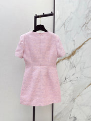 3D sequined short-sleeved dress