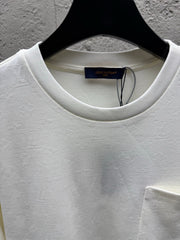 All-over print jacquard crew neck short-sleeved shirt with pockets