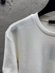 All-over print jacquard crew neck short-sleeved shirt with pockets