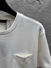 All-over print jacquard crew neck short-sleeved shirt with pockets