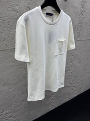 All-over print jacquard crew neck short-sleeved shirt with pockets