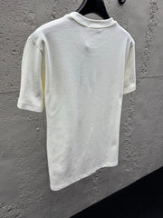 All-over print jacquard crew neck short-sleeved shirt with pockets