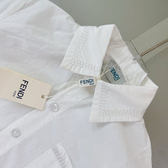 Embroidered logo shirt + premium pink jacquard denim dress