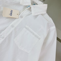 Embroidered logo shirt + premium pink jacquard denim dress