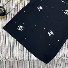 Sequined Beaded Short-Sleeve Crew Neck T-Shirt