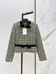 Mixed-color tweed short jacket