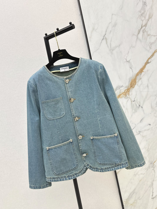 Denim Jacket with Overlocked Edges