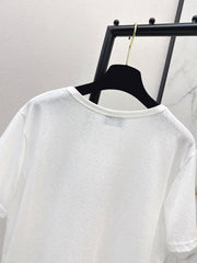 White crew neck short-sleeved T-shirt