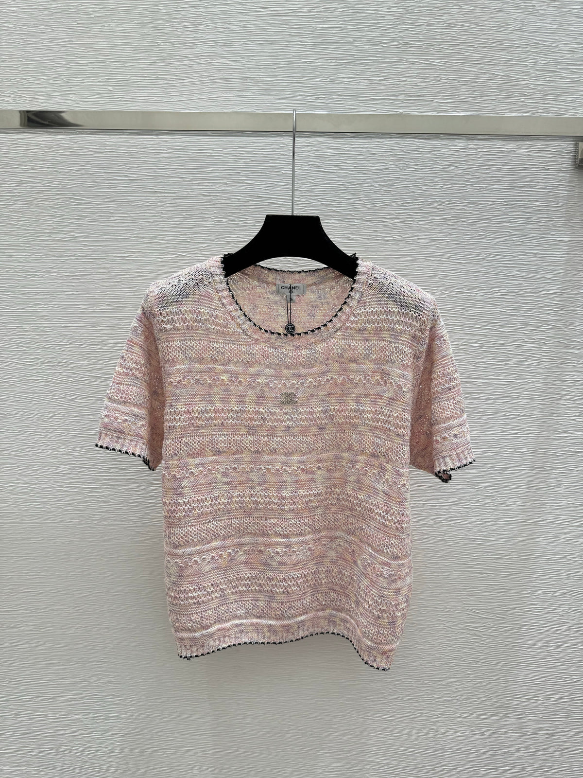 Sequined Crew Neck Knit Short Sleeve