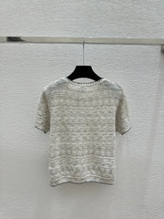 Sequined Crew Neck Knit Short Sleeve