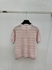 Sequined Crew Neck Knit Short Sleeve