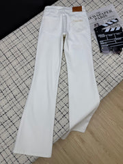 Embroidered mesh flared pants with back pockets