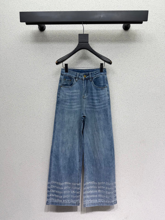 Logo straight-leg wide-leg jeans