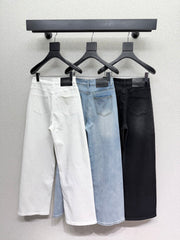 Rhinestone-studded straight-leg wide-leg jeans