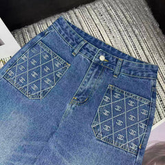 Logo straight-leg wide-leg jeans