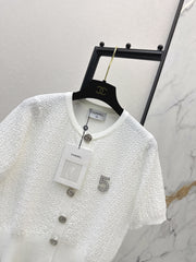 Hardware-embellished short-sleeved knit top