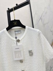 Hardware-embellished short-sleeved knit top