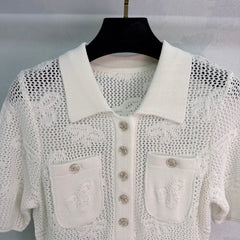 Openwork Knit Short-Sleeve Top