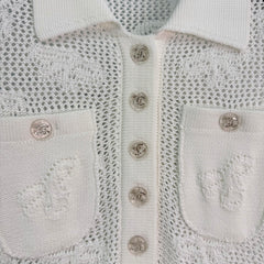 Openwork Knit Short-Sleeve Top