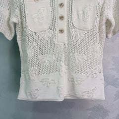 Openwork Knit Short-Sleeve Top
