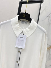 Color-blocked placket design with a turn-down collar