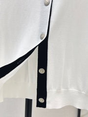 Color-blocked placket design with a turn-down collar