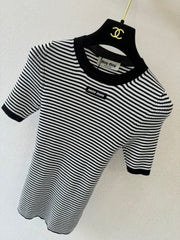 Striped short-sleeved shirt