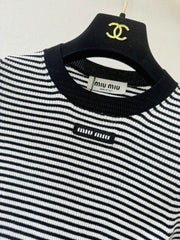 Striped short-sleeved shirt