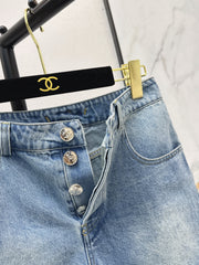 Denim shorts with back waist decoration