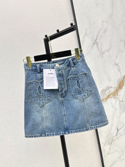 Denim skirts with back waist decoration