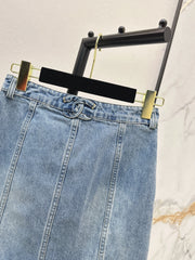 Denim skirts with back waist decoration