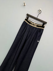 Faux Denim Wide-Leg Pants