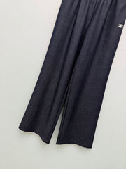 Faux Denim Wide-Leg Pants