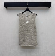 Embroidered Openwork Knitted Vest