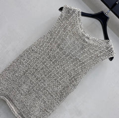 Embroidered Openwork Knitted Vest
