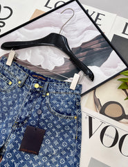 All-over logo jacquard denim shorts