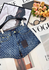 All-over logo jacquard denim shorts