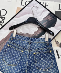 All-over logo jacquard denim shorts