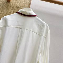 Burgundy Color-Blocked Silk Shirt