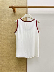 Burgundy color-blocked crew neck sleeveless vest