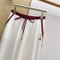 Burgundy High-Waisted Wide-Leg Pants